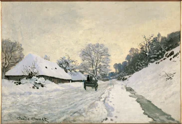 Der Karren, Straße unter dem Schnee in Honfleur