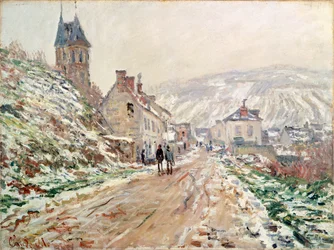 Straße in Vetheuil im Winter