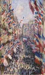 Die Rue Montorgueil in Paris. Feier am 30. Juni 1878