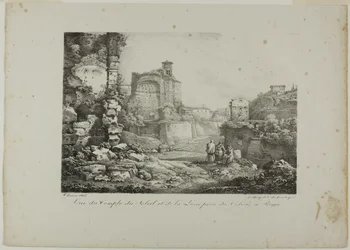 Blick auf den Tempel der Sonne und des Mondes vom Kolosseum in Rom