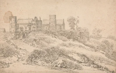 Ein Tudor-Herrenhaus und Kirche