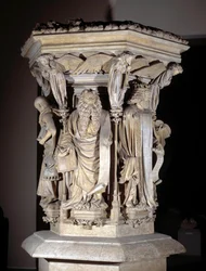 Flämische Gotik: Sockel mit Darstellungen von Daniel, Zacharias, Jesaja, Moses, Jeremia und David