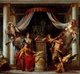 Allegorie der Revolution: Minerva überreicht Herkules das Dekret zur Abschaffung der Laster des Ancien Régime