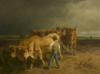 Ochsen beim Pflügen, 1860