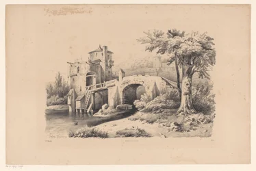Landschaft mit Brücke und Festungsturm
