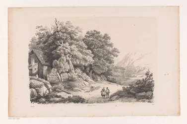 Landschaft mit zwei Figuren auf einem Landweg (Das Landschaft)
