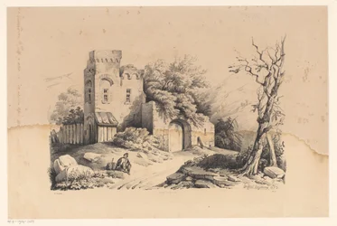Wanderer bei Ruine