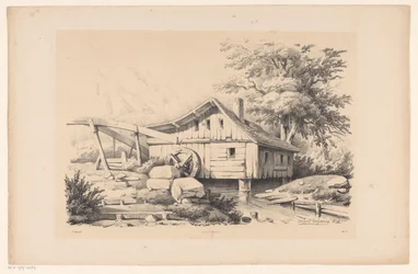 Wassermühle in Berglandschaft