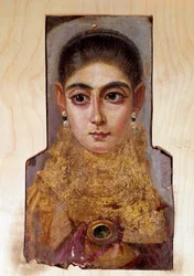 Koptische Kunst: junge Frau, genannt Fayoum (Fayum) (um 160 n. Chr.). Paris, Louvre