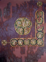 Koptische Kunst: Wandbehang mit Ernteliebe (4. Jahrhundert n. Chr.), Paris, Musée du Louvre
