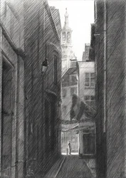 Licht durch dunkle Gasse