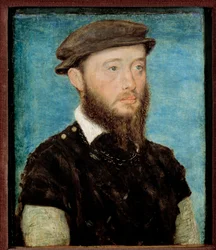 Porträt von Jean de Bourbon Vendome, Graf von Soissons und Enghien (1528-1557) Holzgemälde von Corneille De Lyon (1500/1510-1574)