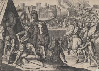 Platte 2: Die Stadt Rom, eingenommen vom Konstabler von Bourbon, aus den Triumphen von Karl V., 1614