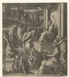 Christus predigt vor dem Volk