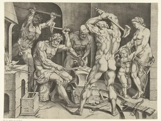 Venus und Amor in der Werkstatt von Vulkan