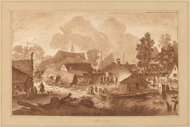 Dorf mit Teich, um 1782