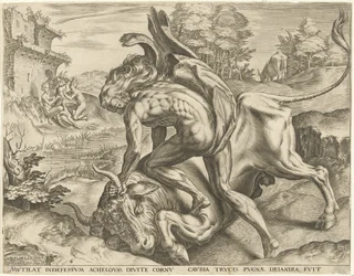 Herkules ringt mit Acheloüs