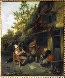 Bauern vor einer Taverne