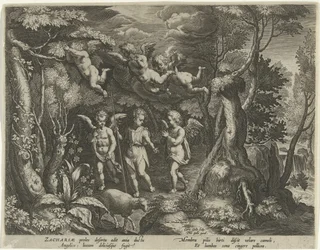 Johannes der Täufer wird von Engeln begleitet, als er in die Wüste zieht
