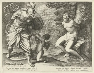 Venus an einen Baum gebunden und Amor von Minerva bestraft