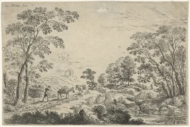 Landschaft mit Maultiertreiber