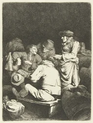 Wirtin und Gesellschaft in einer Herberge