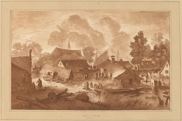 Dorf mit Teich