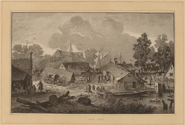 Dorf mit Teich
