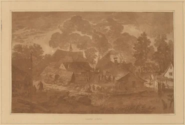Dorf mit Teich