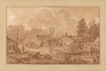 Dorf mit Teich