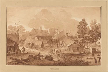 Dorf mit Teich