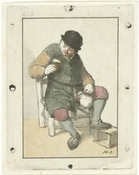 Sitzender Bauer mit Krug