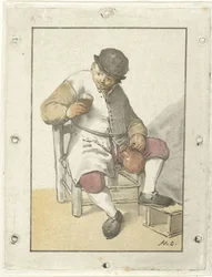 Sitzender Bauer mit Krug