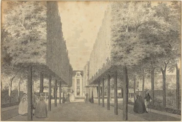 Damen und Herren genießen einen niederländischen Garten