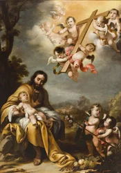 Heiliger Josef und das Christkind vor dem Heiligen Kreuz, ca. 1670