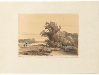 Landschaft bei Brederode mit Spaziergängern auf einem Pfad