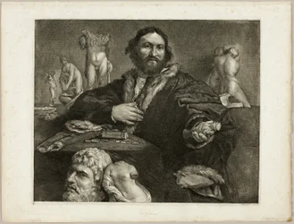 Porträt von Andrea Odoni, aus dem Kabinett Reynst; Variarum imaginum a celeberrimis artificibus pictarum Caelaturae (Kabinett Reynst: Gravuren verschiedener Bilder berühmter Künstler)