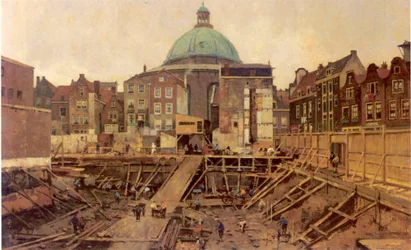 Baugrube am Hekelveld mit der Runden Lutherischen Kirche