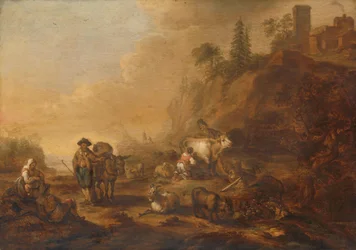 Landschaft mit Hirten und ihren Herden