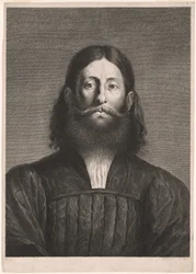 Porträt eines bärtigen Mannes (sogenanntes Porträt von Giorgione), aus Cabinet Reynst; Variarum imaginum a celeberrimis artificibus pictarum Caelaturae