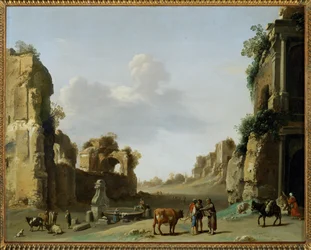 Ansicht des Campo Vaccino mit einem Esel