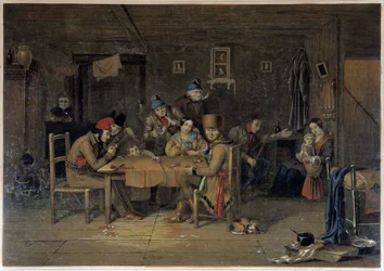Französische Siedler in Kanada beim Kartenspielen - Gemälde von Krieghoff