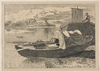Boote auf einem Fluss, Windmühle in der Ferne, 1809