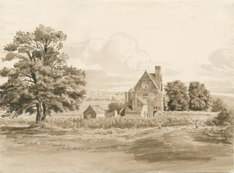 Tettenhall - Perton Hall: Sepia-Waschzeichnung, 9. Aug 1820