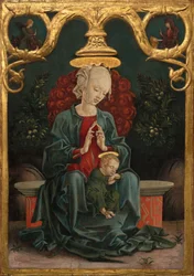 Madonna mit Kind in einem Garten