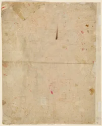 Der Kopf des Heiligen Georg und architektonische Pläne (verso)