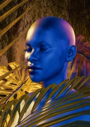 Exotisches blaues Porträt