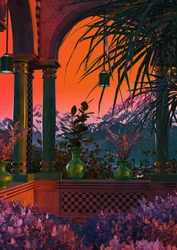 Exotischer Sonnenuntergang Balkon