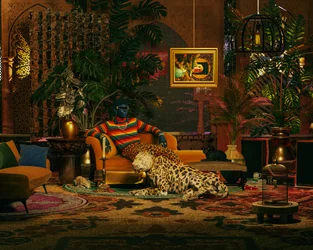 Opulente Leoparden-Lounge