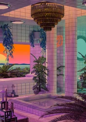 Vaporwave Sonnenuntergang Pool